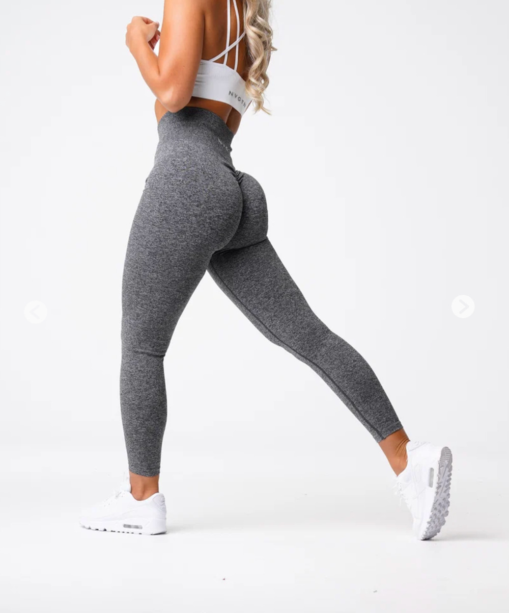 NVGTN Scrunch Seamless Leggings M Signature Black Speckle Gray Booty Yoga Pants